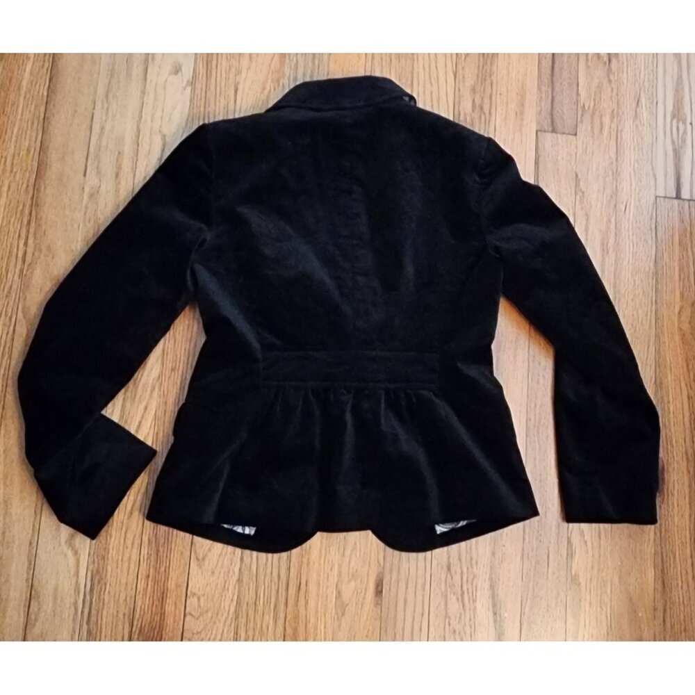 Talbots Velvet Blazer Jacket Women 0 0p Petites Black Cotton Single Vent Formal - Picture 8 of 10